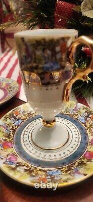 1950'S 33/45 Porcelain Pedestal Cup & Saucer Rare ARNART Creations Vienna Style