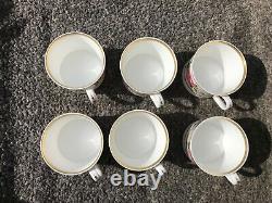 1969 Royal Worcester porcelain Royal Garden 6 large cups and saucers