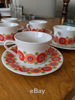 1970s Vintage Rainbow Retro Coffee Cups by Scherzer Bavaria 5 cups 6 saucers