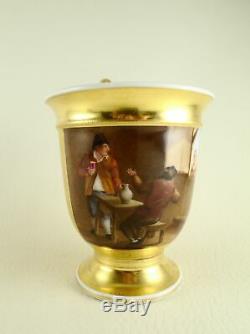 19th C Antique Russian Porcelain Cabinet Cup Hand Painted Scene Batenin Factory