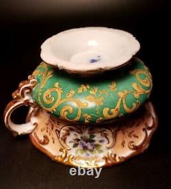 19th C Jacob Petit Hand Painted Porcelain Cup & Saucer Floral design, Signed