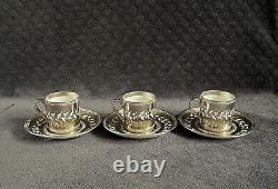 19th Century Antique Georgian Regency Silver Lustre Demitassi Cup & Saucer Set