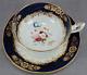 19th Century British Hand Painted Floral Cobalt & Gold Tea Cup & Saucer A