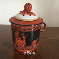 19th c. Paris Porcelain Pot de Creme Syllabub Cup Cover German Greek Orange