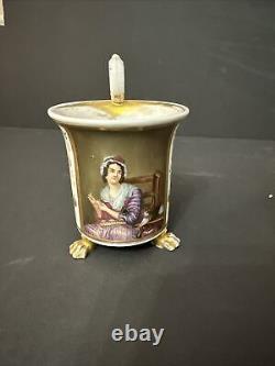 19th century Meissen Porcelain Portrait Gilded Cup And Saucer