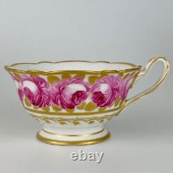 19thc Antique c1800 Paris Porcelain Tea Cup & Saucer Pink Billingsley Rose