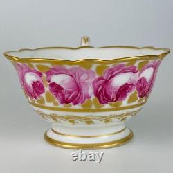 19thc Antique c1800 Paris Porcelain Tea Cup & Saucer Pink Billingsley Rose