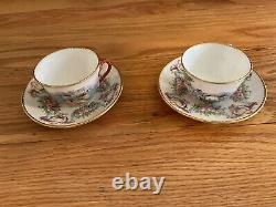 2 Antique 19thC Ginori Doccia Porcelain Cups & Saucers Porzellan Tasse Italy