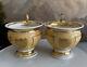(2) Old Paris Gold Porcelain Chocolate Cups & Saucer 1830s Antique
