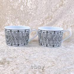 2 Sets x Authentic HERMES Tea Cup Saucer H Deco French Porcelain Tableware wCase