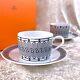 2 Sets X Authentic Hermes Tea Cup Saucer H Deco French Porcelain Tableware Withbox