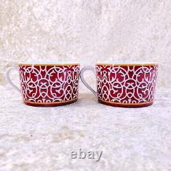 2 Sets x HERMES Paris Tea Cup & Saucer Porcelain Tableware Attelage with Case