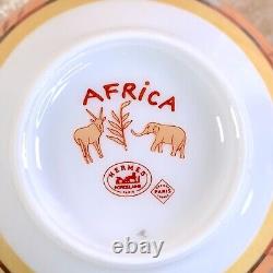 2 Sets x HERMES Tea Cup & Saucer Porcelain Tableware AFRICA ORANGE Authentic