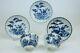 2 Antique Chinese Porcelain Cup And 3 Saucers, Blue And White, 18th Century