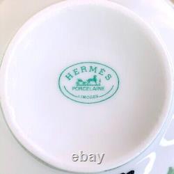 2 sets x HERMES Paris Tea Cup Saucer Porcelain Toucans Bird Authentic