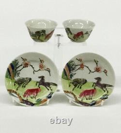 2 small cups and saucers, 18th Century Chinese Famille Rose porcelain