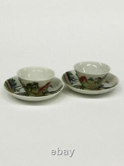 2 small cups and saucers, 18th Century Chinese Famille Rose porcelain