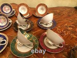 2 x 6 cups 6 Saucers KPE Germany Bavaria Rococo Porcelain Handpaited Coffee new