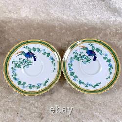 2 x Authentic HERMES Tea Cup & Saucer French Porcelain Toucans Bird