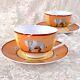 2 X Authentic Hermes Tea Cup & Saucer Porcelain Tableware Africa Orange