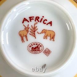 2 x Authentic HERMES Tea Cup & Saucer Porcelain Tableware AFRICA ORANGE withBox