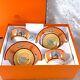 2 X Authentic Hermes Tea Cup & Saucer Porcelain Tableware Africa Orange Withcase