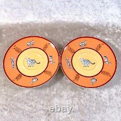 2 x Authentic HERMES Tea Cup & Saucer Porcelain Tableware AFRICA ORANGE withCase