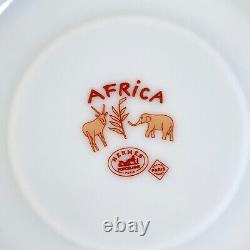 2 x Authentic HERMES Tea Cup & Saucer Porcelain Tableware AFRICA ORANGE withCase