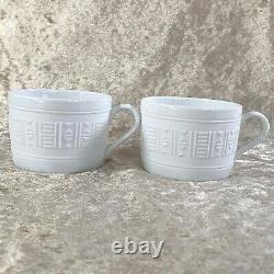 2 x HERMES PARIS Tea Cup & Saucer Porcelain Tableware Egee White