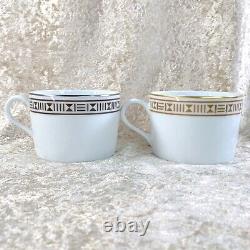 2 x Hermes Paris Tea Cup Saucer Egee Soleil & Luna White French Porcelain withCase