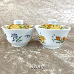 2 x Hermes Porcelain Siesta Chinese Style Tea Cup Saucer Tableware Yellow withBox