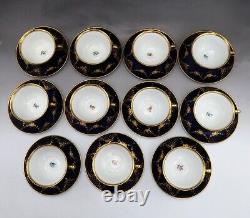 22pc Hutschenreuther German Porcelain China Cobalt Gold Flower Tea Cups Saucers