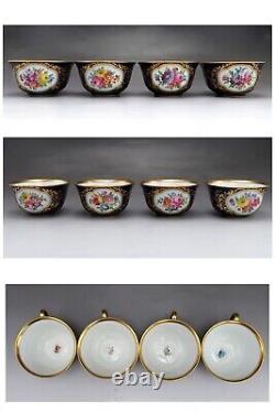 22pc Hutschenreuther German Porcelain China Cobalt Gold Flower Tea Cups Saucers