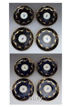 22pc Hutschenreuther German Porcelain China Cobalt Gold Flower Tea Cups Saucers