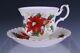 24 Pc Royal Albert Poinsettia Christmas Porcelain Footed Tea Cup & Saucer Set