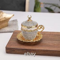 27 Pc Turkish Greek Arabic Coffee Espresso Cup Saucer Crystal Set Gold