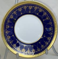 3 Royal Worcester Imperial Demitasse Cups & Saucers 22 K Raised Gold Cobalt Blue