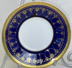 3 Royal Worcester Imperial Demitasse Cups & Saucers 22 K Raised Gold Cobalt Blue