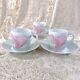 3 X Authentic Hermes Demitasse Cup & Saucer Les Pivoines Limoges Porcelain