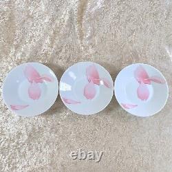 3 x Authentic Hermes Demitasse Cup & Saucer LES PIVOINES Limoges Porcelain