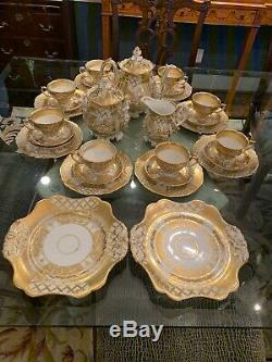 30pc Old Paris Porcelain Gold Tea Set Desert Service Cups/Saucers Plates Antique
