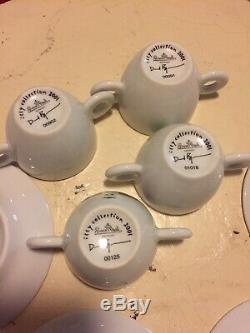 4 Espresso Cups Plus 4 Saucers + Spoon ALIEN by David Byrne 2001