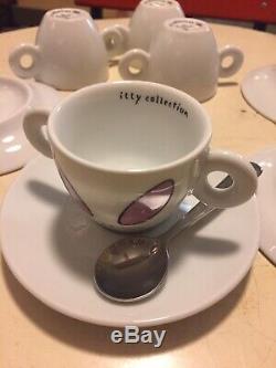 4 Espresso Cups Plus 4 Saucers + Spoon ALIEN by David Byrne 2001