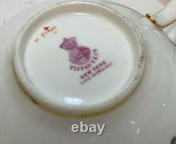 4 Minton England for Tiffany Porcelain Coffee Cup & Saucers Leaf & Vines