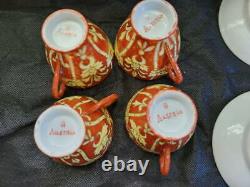 4 Sets Antique Fischer & Mieg Porcelain Demitasse Cups and Saucers 1857-1875