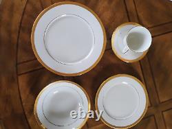 4 Sets Noritake QUEEN'S GOLD Porcelain Dinner Salad Soup Cup Saucer 20 pc. Mint