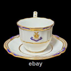 4 Spode c. 1890 Custom Armorial Porcelain Demitasse Cups and Saucers