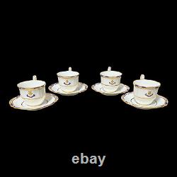 4 Spode c. 1890 Custom Armorial Porcelain Demitasse Cups and Saucers