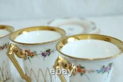 4 Vintage Richard Klemm Dresden Porcelain Cup & Saucer Sets (8 Pcs) RARE