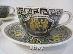4 Vintage Spode Greek Multicolor Cup & Saucer Sets
